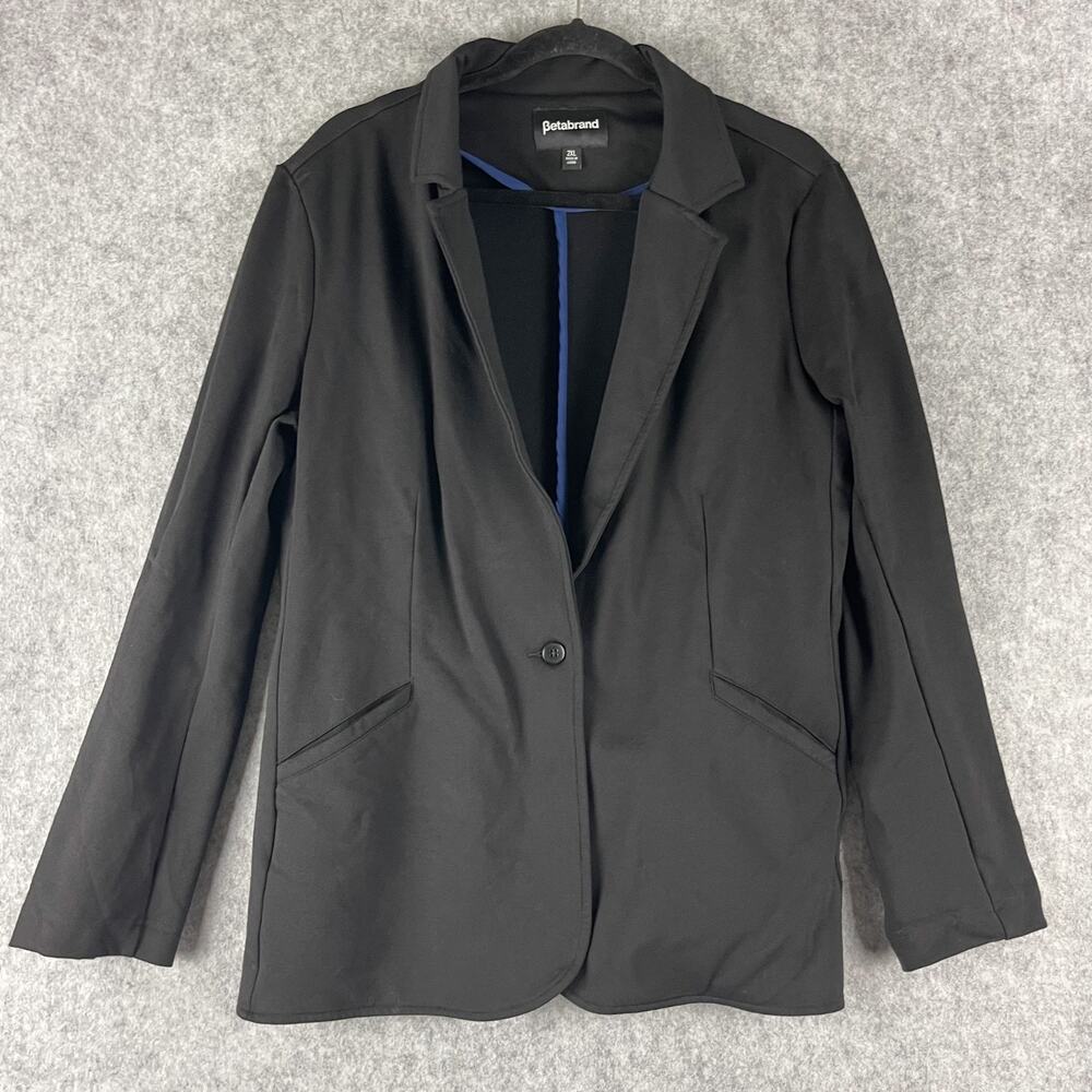 Betabrand Classic Blazer Womens 2XL Black Stretch Ponte Knit Wrinkle Resistant